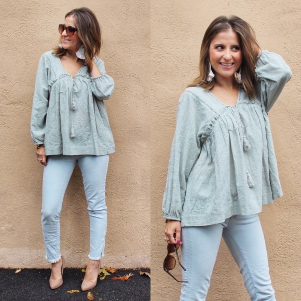 Sage Tassel Top